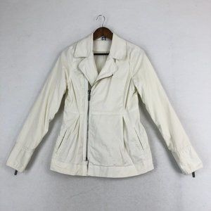 Roxy Women's Size Medium White Asymmetrical Zip Notch Lapel Long Sleeve Jacket